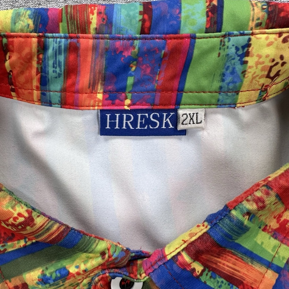 Hreski Polo Shirt Mens Size 2XL Colorful Loud Performance Stretch Golf Sports - Picture 6 of 7